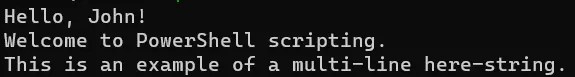 use @ symbol in powershell - saída 3