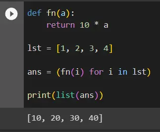 Apply a Function to a List using generator expression