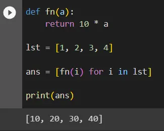 Apply a Function to a List using list comprehension