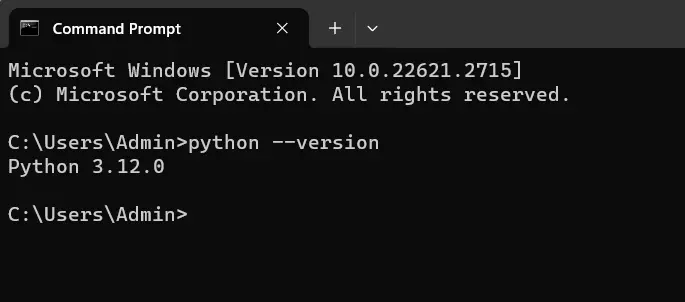 Python バージョン 3.12 を確認