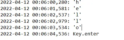 Keylogger-Ausgabe