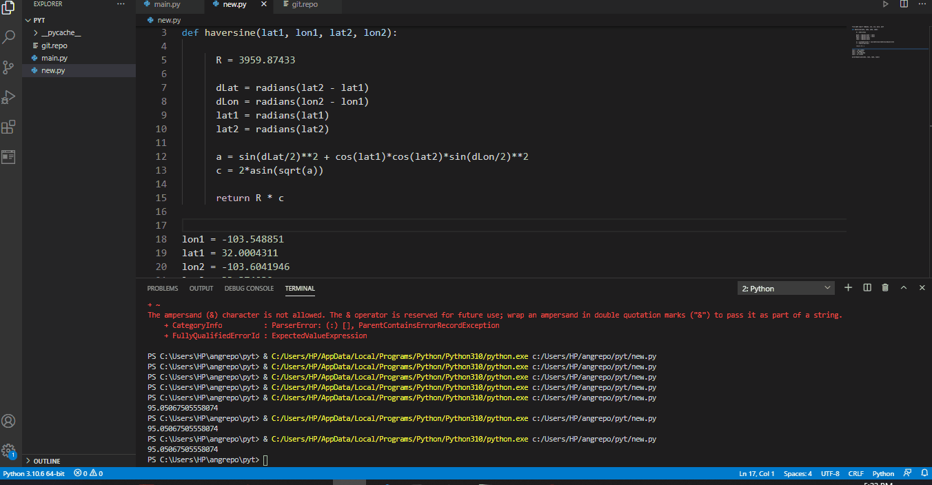 Python で Haversine を使用して距離を計算する