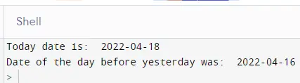 get date before yesterday’s date in python using timedelta module
