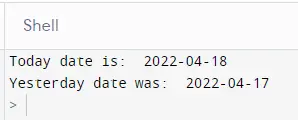 get yesterday’s date in python using timedelta module