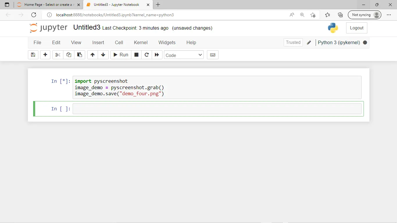 Python-Screenshot unter Verwendung der gesamten Bildschirmausgabe von Pyscreenshot