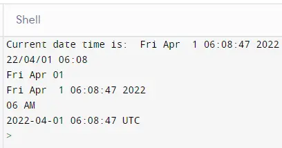 python 中的 strftime 函式第一個例子