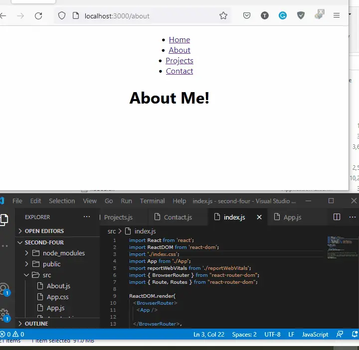 create multiple page app using react