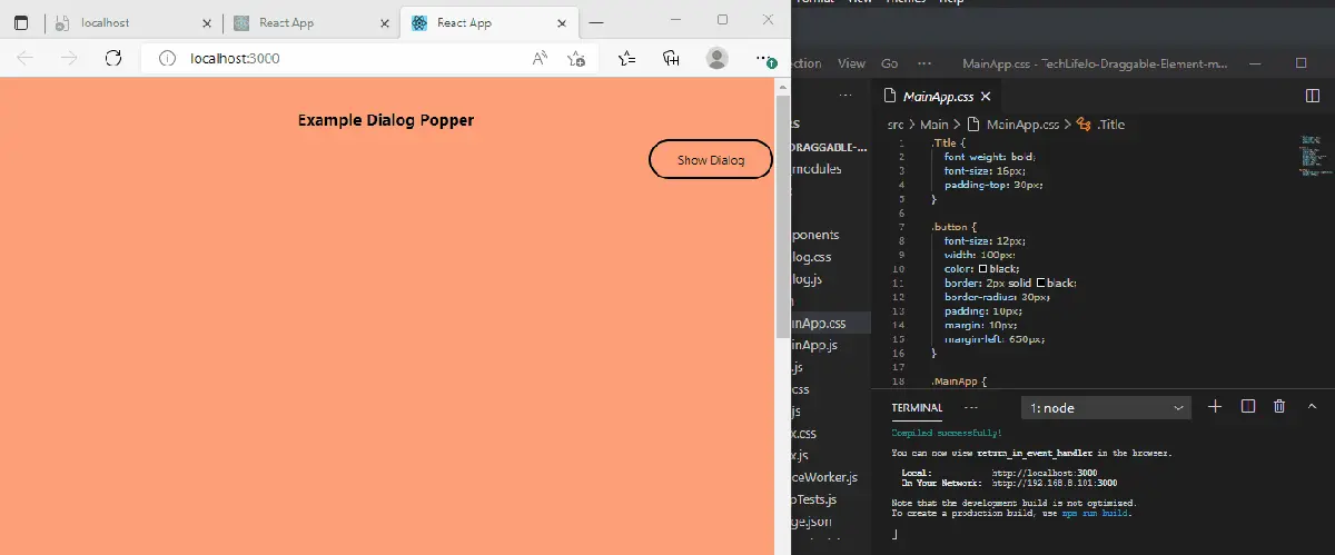React componente div arrastrable con onMouse