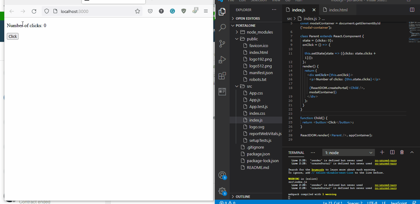 ReactDOM.createPortal を使用した数値生成アプリ
