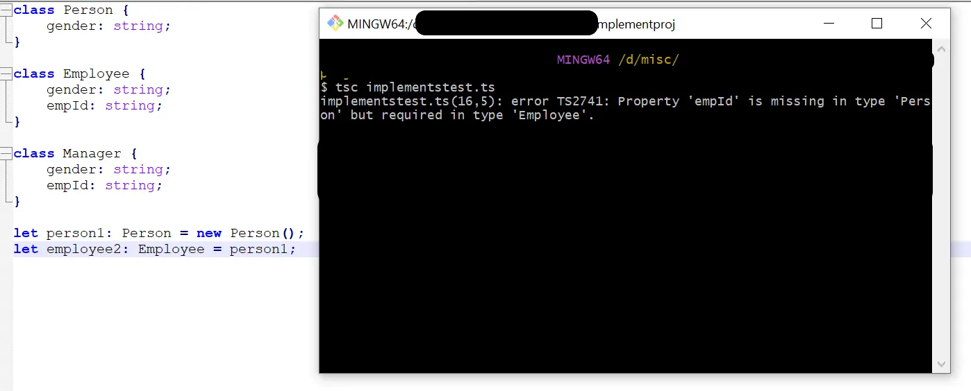 Error del compilador de TypeScript