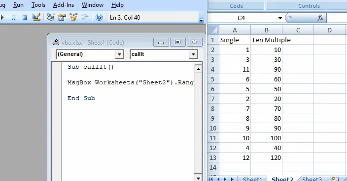 VBA で別のシートからセルの値を取得