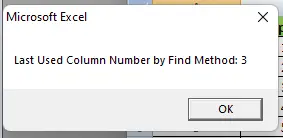 compter les colonnes dans VBA à l’aide de la méthode Find