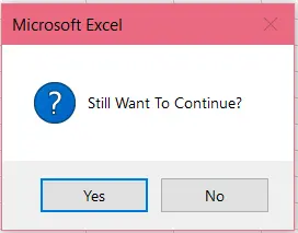 Yes/No MsgBox