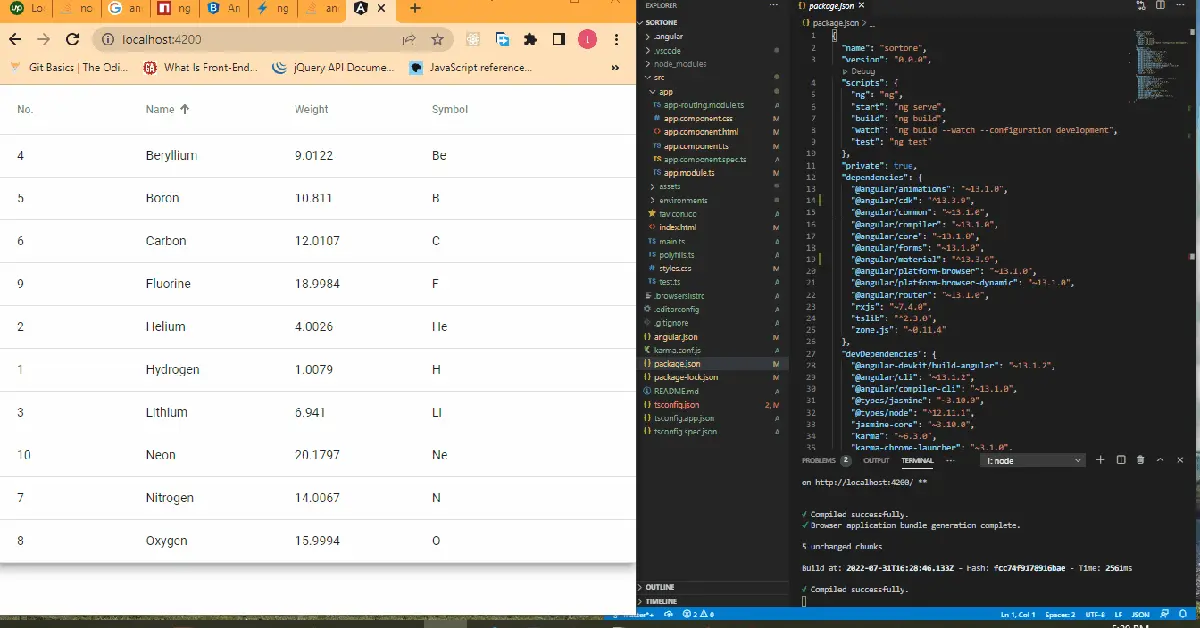 Tabelle mit Angular Material sortieren