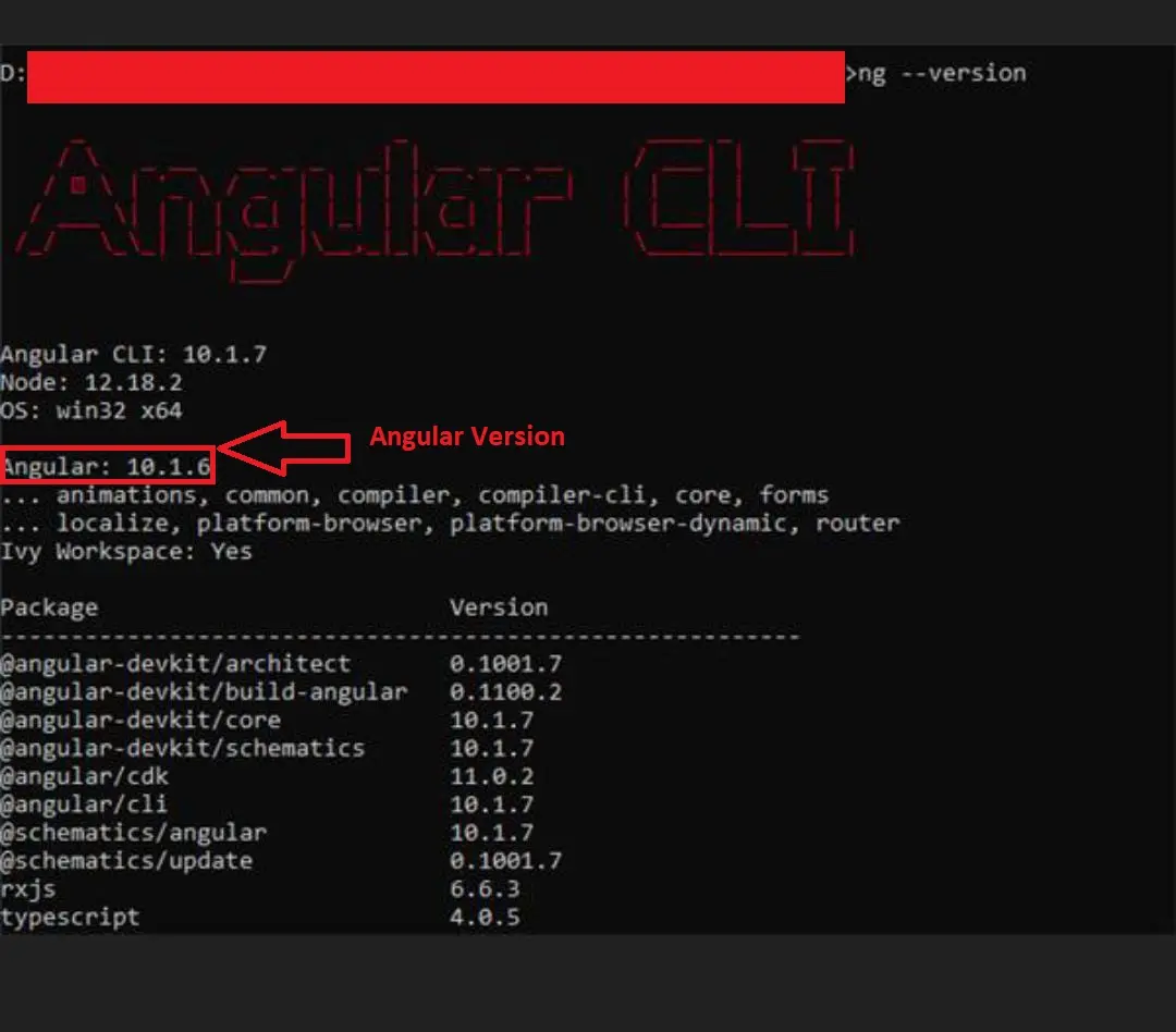 versión angular en cli