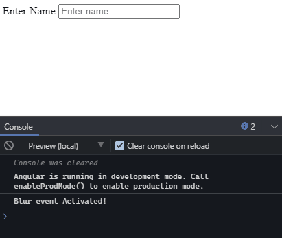 blur event example in Angular