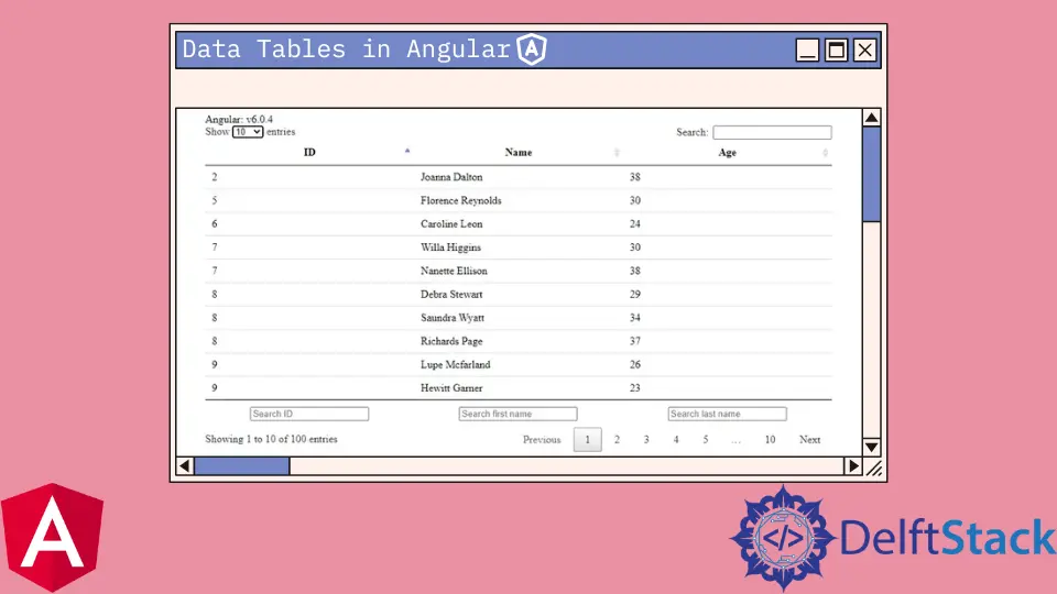 Angular 中的数据表