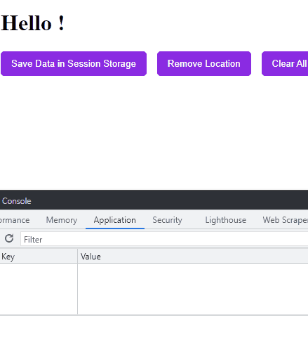 final result of saving and deleting data from session storage