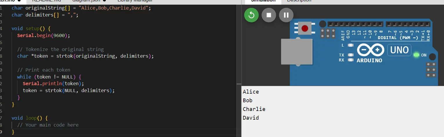 arduino split string - strtok