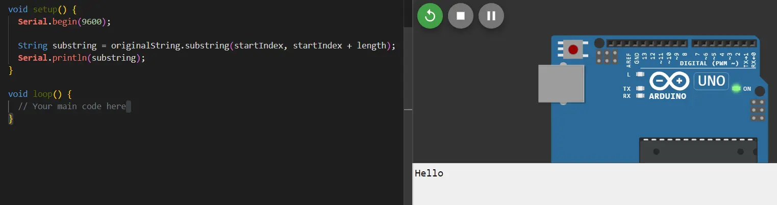 arduino split string - substring function