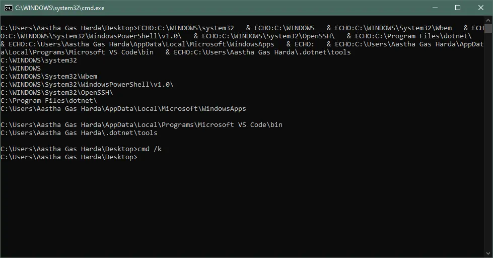 echo system path - output