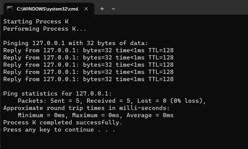 output run commands sequentially