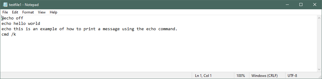 echo 명령을 사용하여 메시지 인쇄