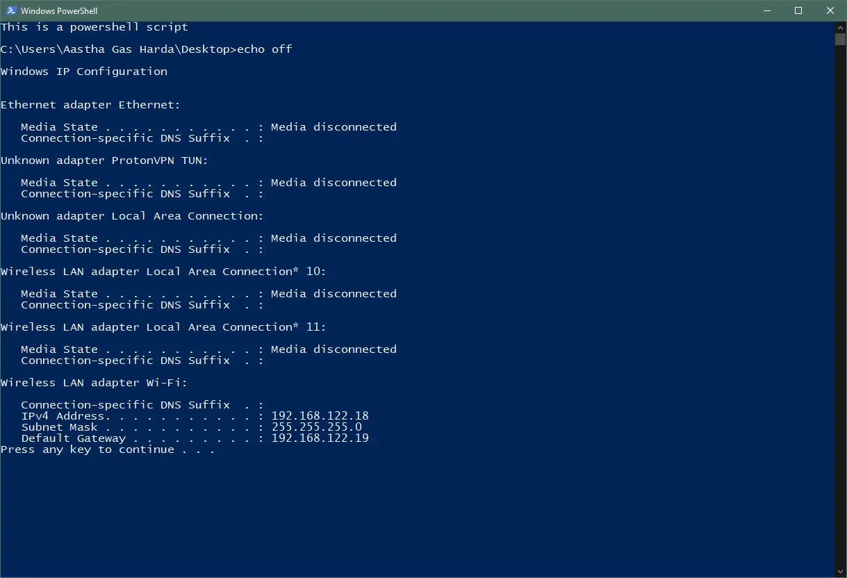 Run a BAT File From PowerShell Script Output