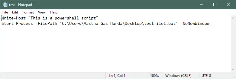Run a BAT File From PowerShell Script Using Start-Process