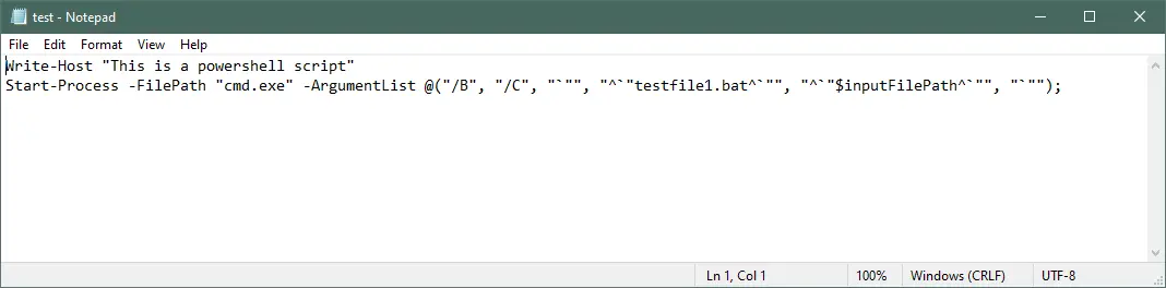 使用引數從 PowerShell 指令碼執行 BAT 檔案