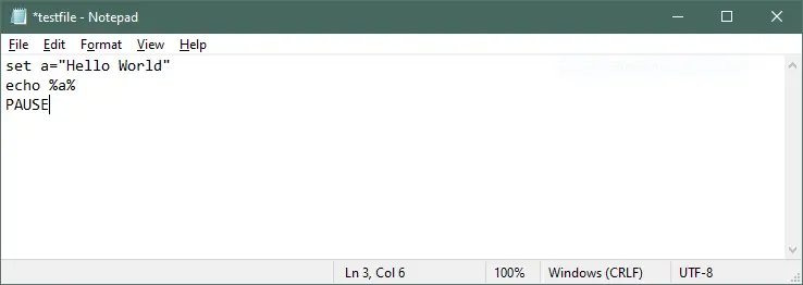 Use of % Sign for Variables