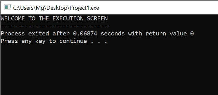 execution screen .exe file