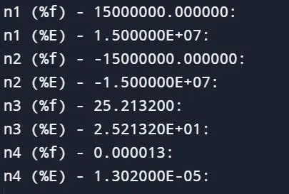 scientific notation in c - output 1