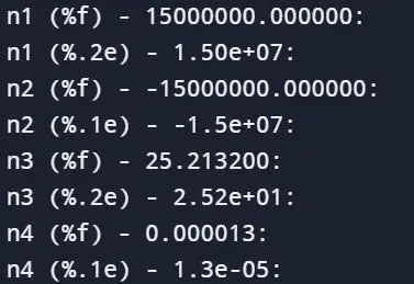 scientific notation in c - output 2