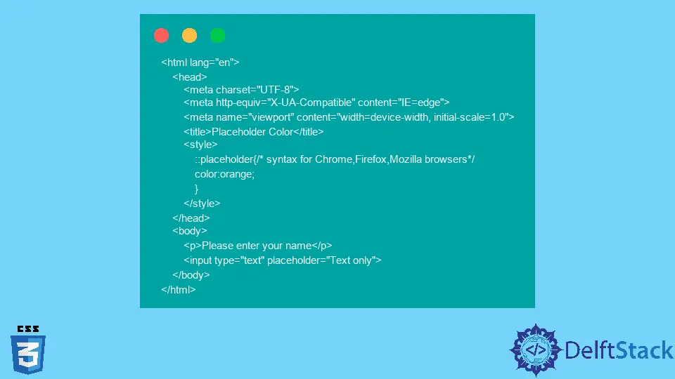 Changer une couleur d'espace réservé d'entrée HTML5 avec CSS