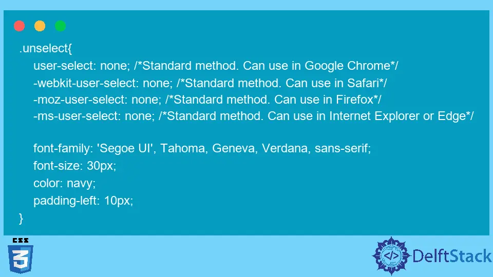 CSS Prevenir la selección de texto