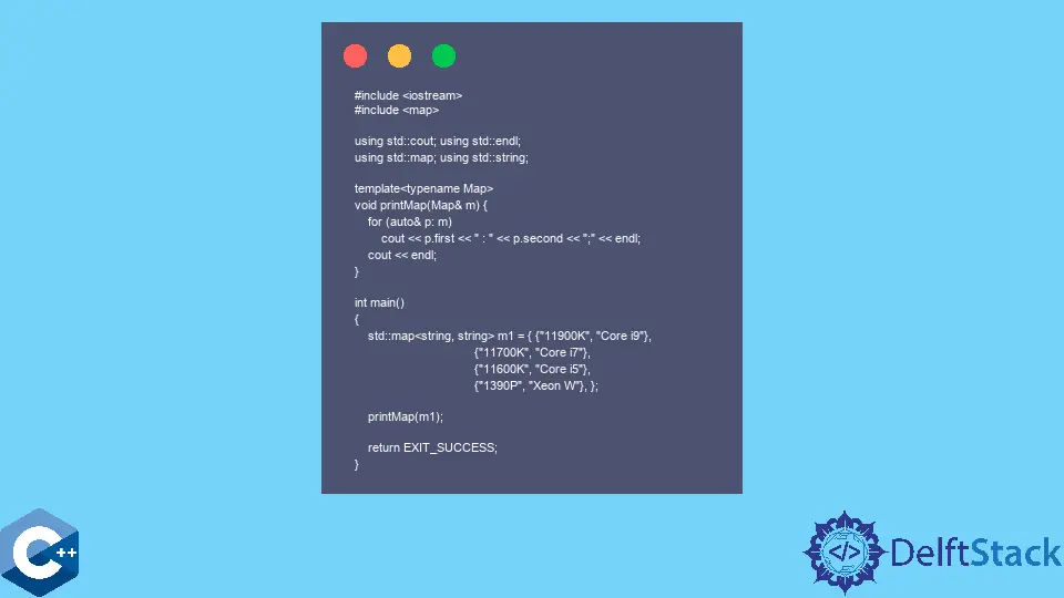 Usa un contenitore di mappe STL in C++