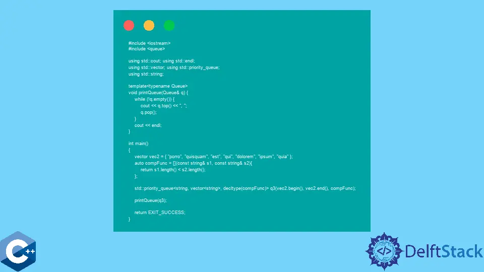 Use a fila de prioridade STL em C++