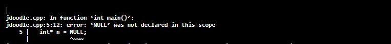 c++ null undeclared error
