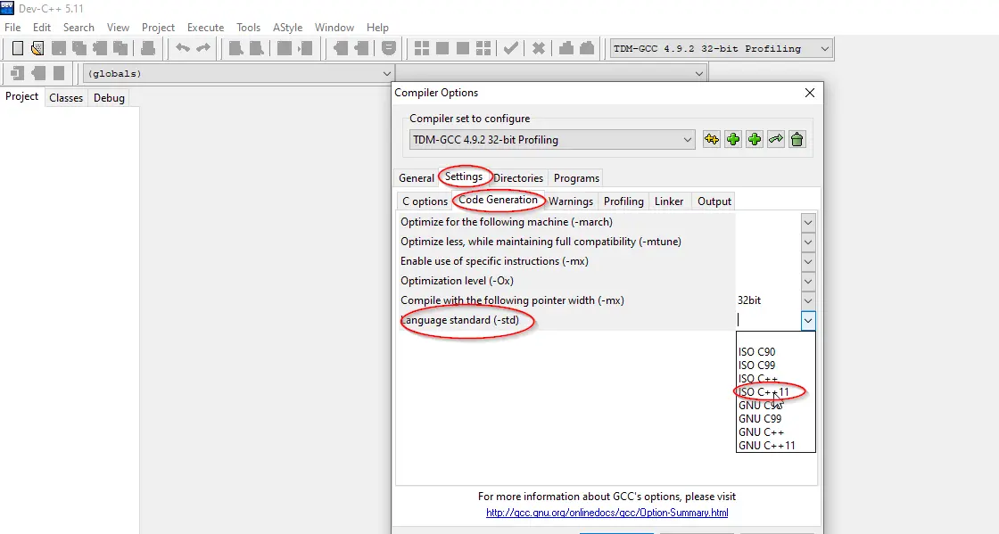 Configure Compiler - Settings And Code Generation