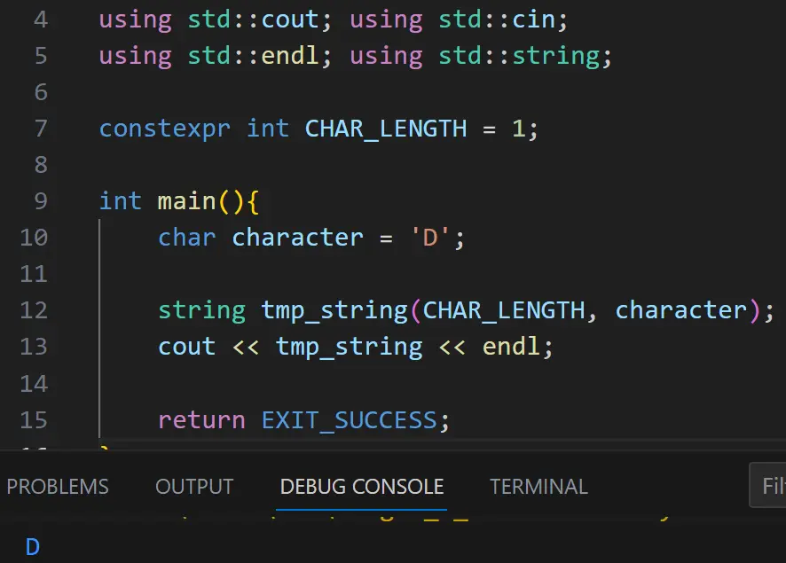 convert char to string cpp using stdstring constructor