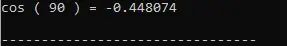 Output of the code snippet using cosine function