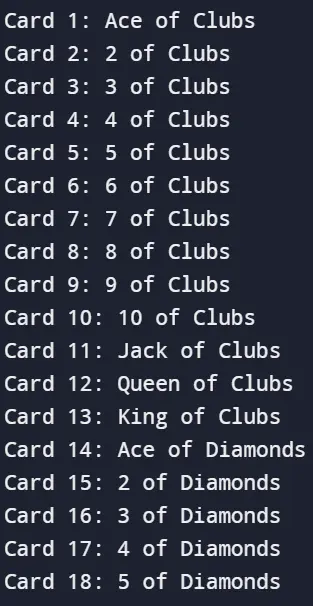 deck-of-cards-array with enum