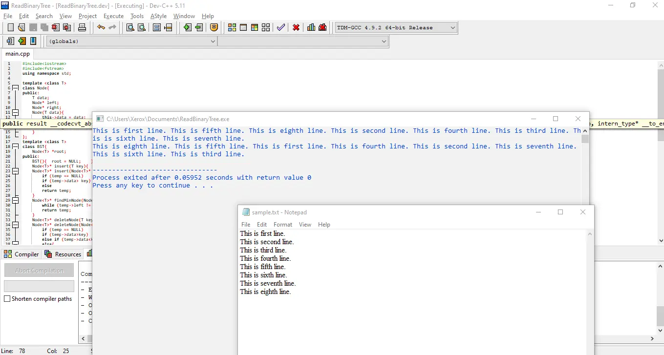 How to Read File Into a Binary Search Tree Using C++