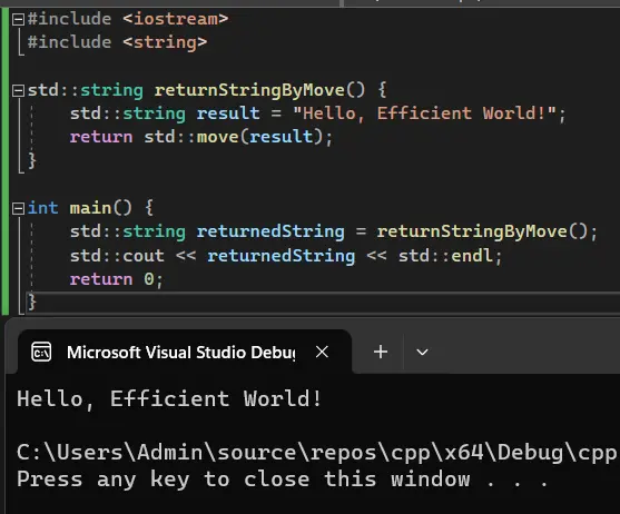 return string using std move