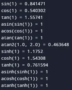 trig functions - all outputs