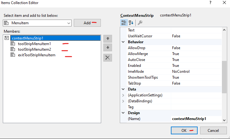 Add Items in the Context Menu