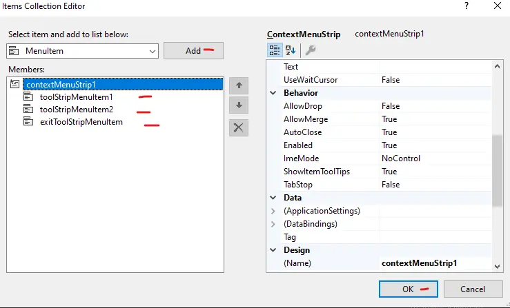 Add Items in the Context Menu