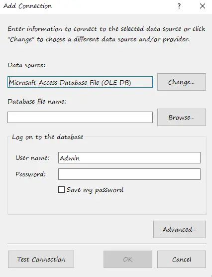 Ajouter une connexion à la base de données