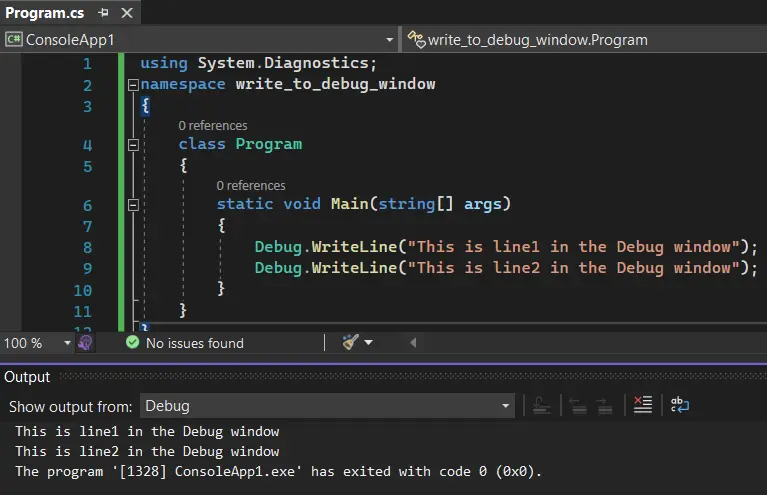 Debug.WriteLine